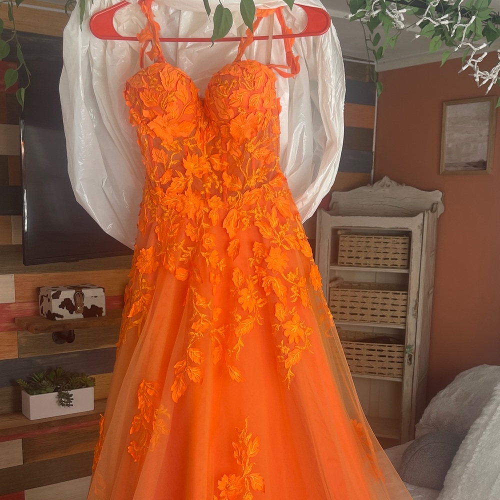 Jovani prom dress in flaming orange! - Picture 3 of 11